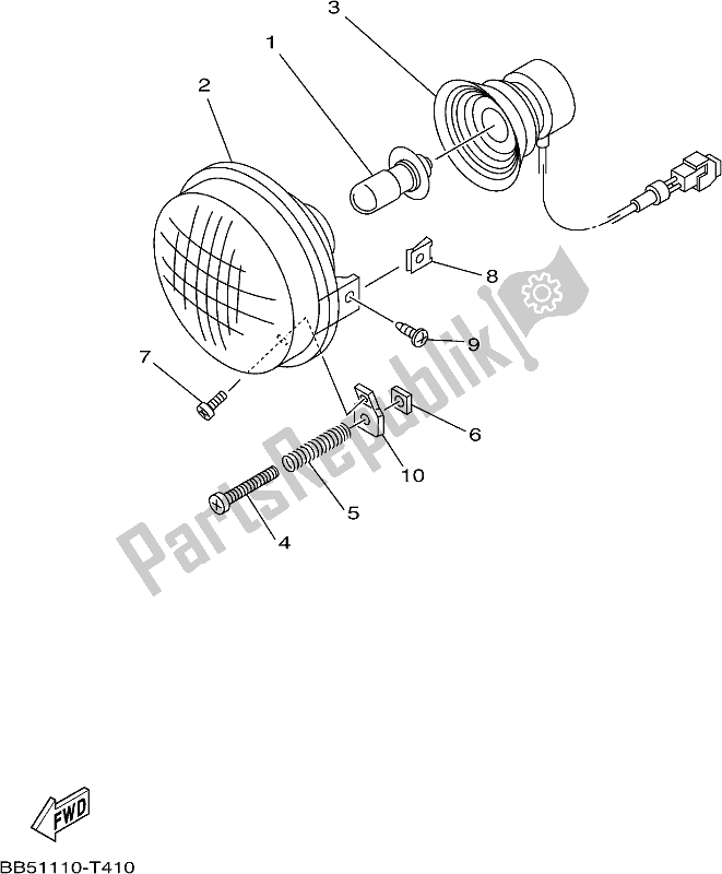 All parts for the Headlight of the Yamaha YFM 450 KPS 2021