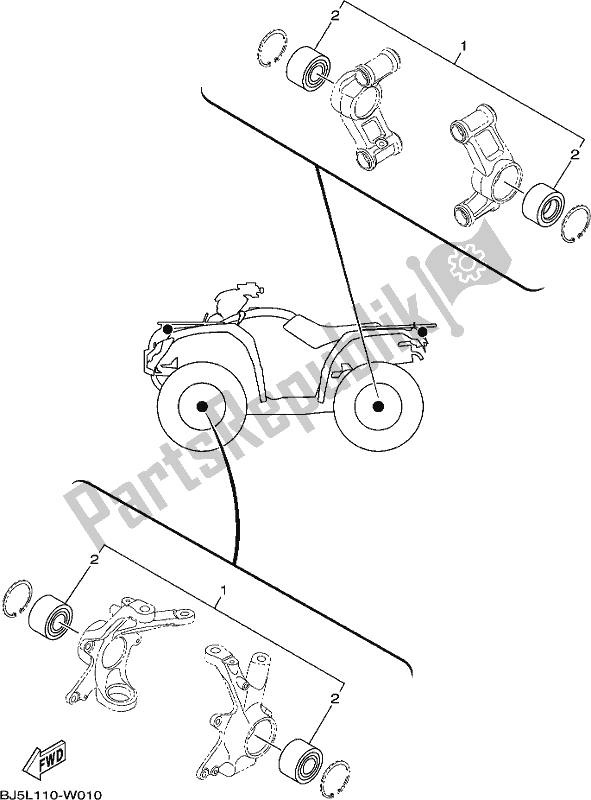 All parts for the Maintenance Parts Kit of the Yamaha YFM 450 KPS 2021