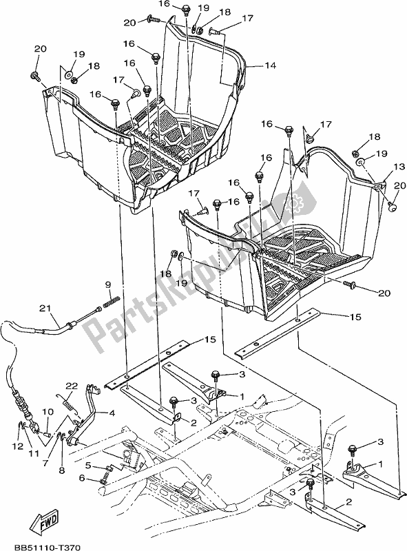 All parts for the Stand & Footrest of the Yamaha YFM 450 KPS 2021