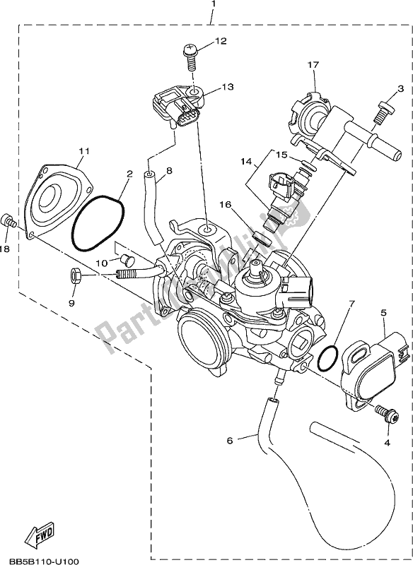 All parts for the Throttle Body Assy 1 of the Yamaha YFM 450 KPS 2021