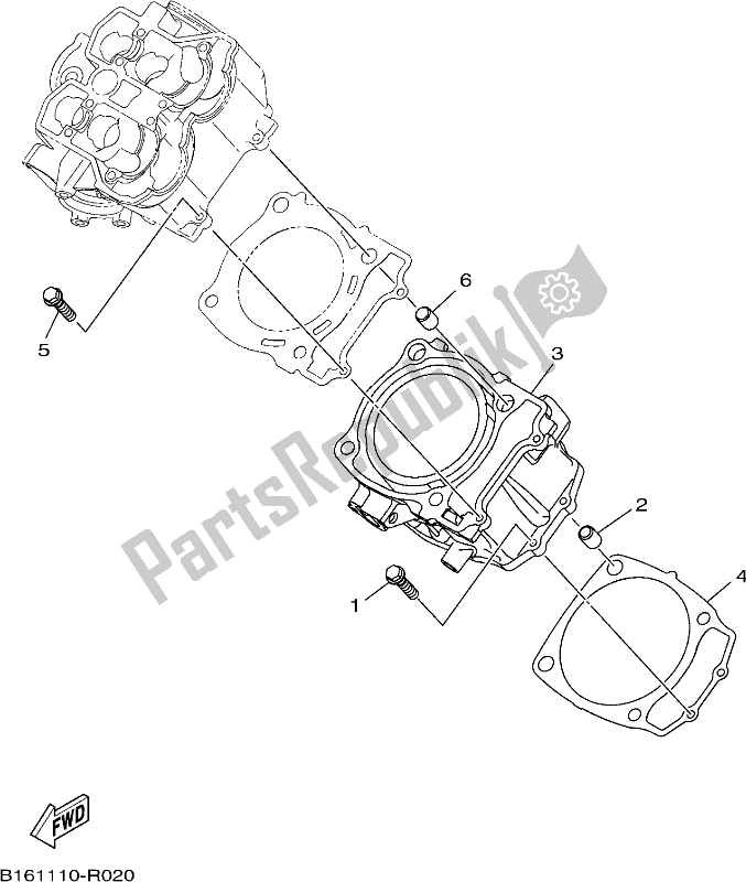 All parts for the Cylinder of the Yamaha YFM 700 FAP 2017
