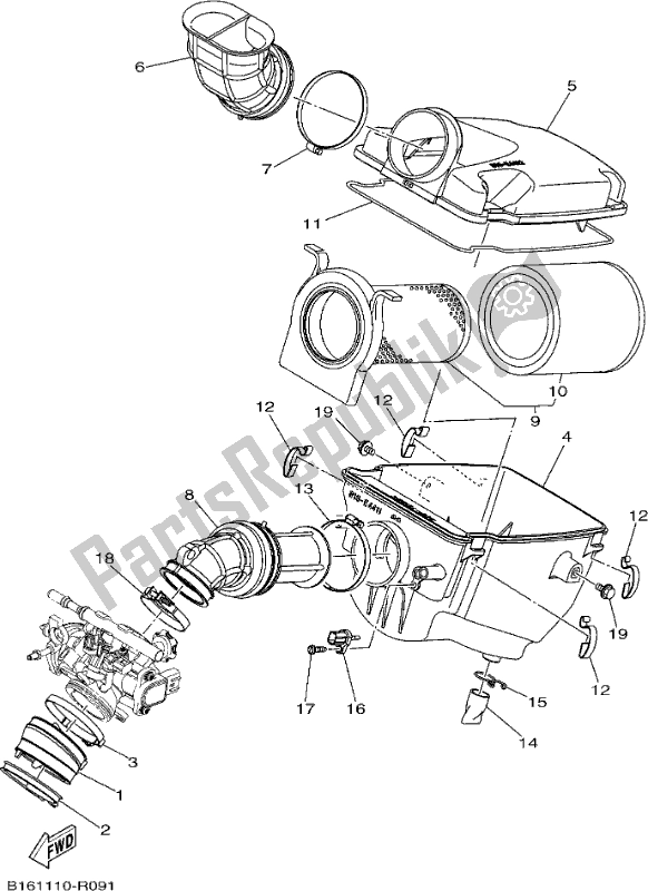 All parts for the Intake of the Yamaha YFM 700 FAP 2017