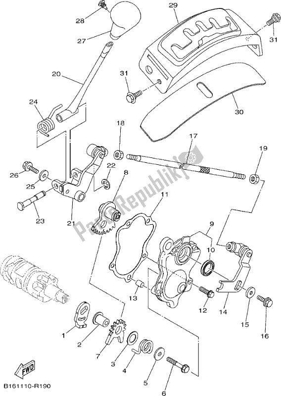 All parts for the Shift Shaft of the Yamaha YFM 700 FAP 2017