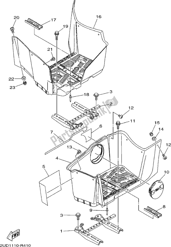 All parts for the Stand & Footrest of the Yamaha YFM 700 FAP 2017