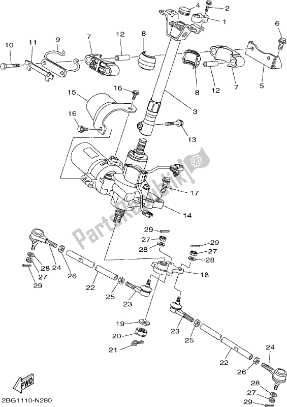 All parts for the Steering of the Yamaha YFM 700 FAP 2017