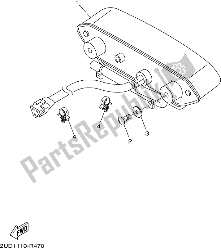 All parts for the Taillight of the Yamaha YFM 700 FAP 2017