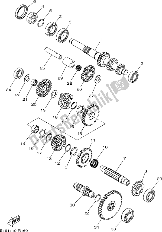 All parts for the Transmission of the Yamaha YFM 700 FAP 2017