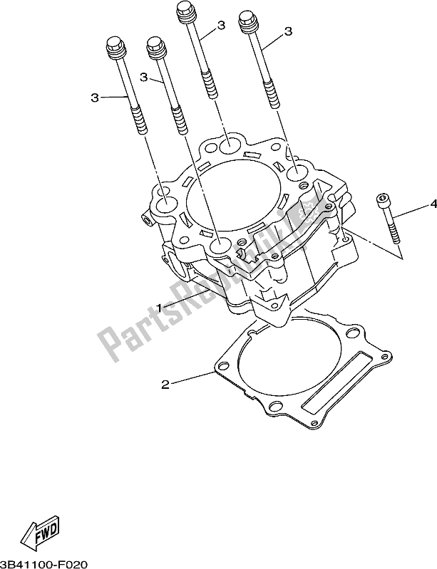 All parts for the Cylinder of the Yamaha YFM 700 FAP 2019
