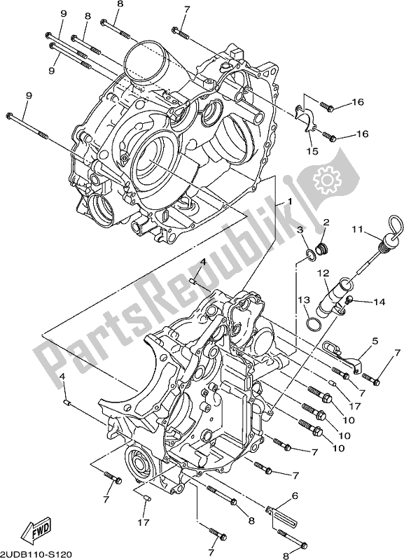 Todas las partes para Caja Del Cigüeñal de Yamaha YFM 700 FAP Grizzly PS Auto 4 WD 2017