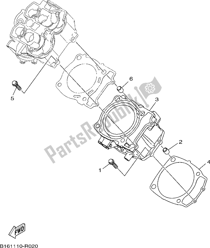 All parts for the Cylinder of the Yamaha YFM 700 FAP Grizzly PS Auto 4 WD 2017