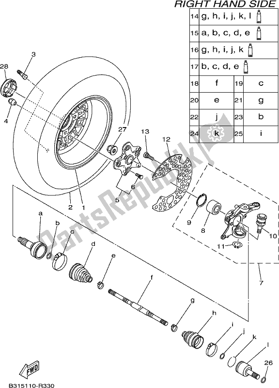 Wszystkie części do Ko? O Przednie 2 Yamaha YFM 700 FAP Grizzly PS Auto 4 WD 2017