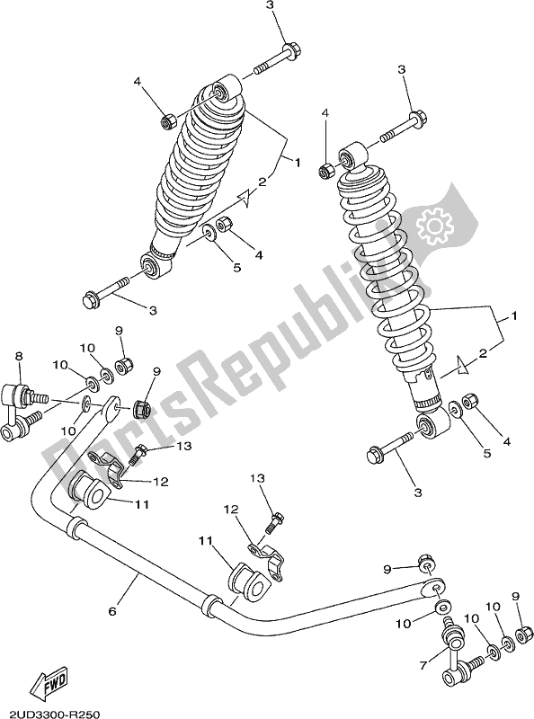 Wszystkie części do Tylne Zawieszenie Yamaha YFM 700 FAP Grizzly PS Auto 4 WD 2017