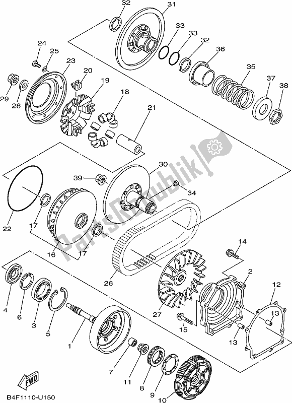 All parts for the Clutch of the Yamaha YFM 700 Fapc 2019
