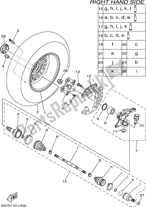 Tutte le parti per il Ruota Anteriore 2 del Yamaha YFM 700 Fapc 2019