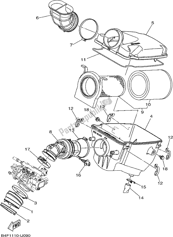 All parts for the Intake of the Yamaha YFM 700 Fapc 2019