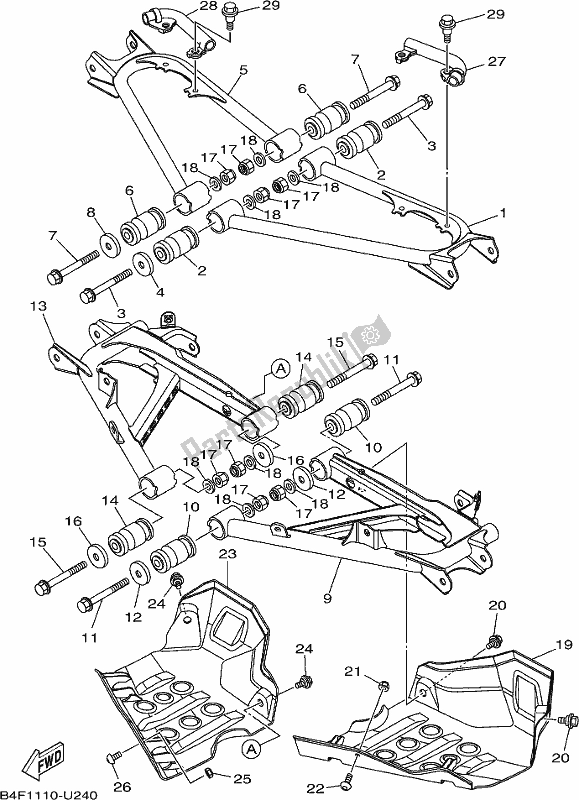 All parts for the Rear Arm of the Yamaha YFM 700 Fapc 2019