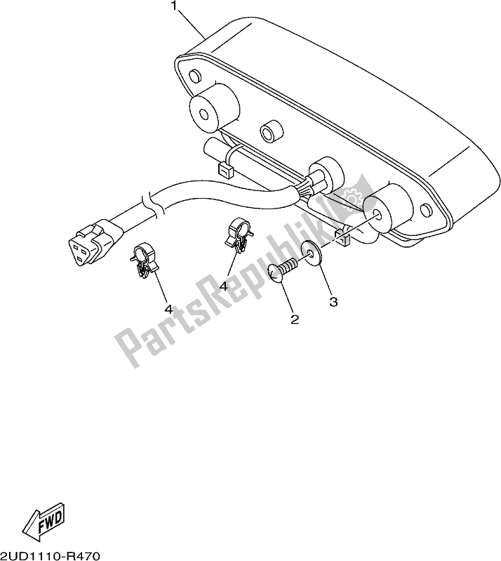 All parts for the Taillight of the Yamaha YFM 700 Fapc 2019