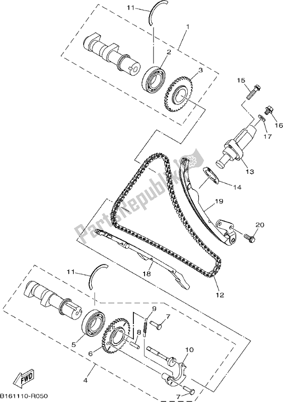 All parts for the Camshaft & Chain of the Yamaha YFM 700 Fapch Camo 2017