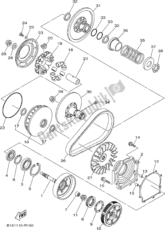 All parts for the Clutch of the Yamaha YFM 700 Fapch Camo 2017