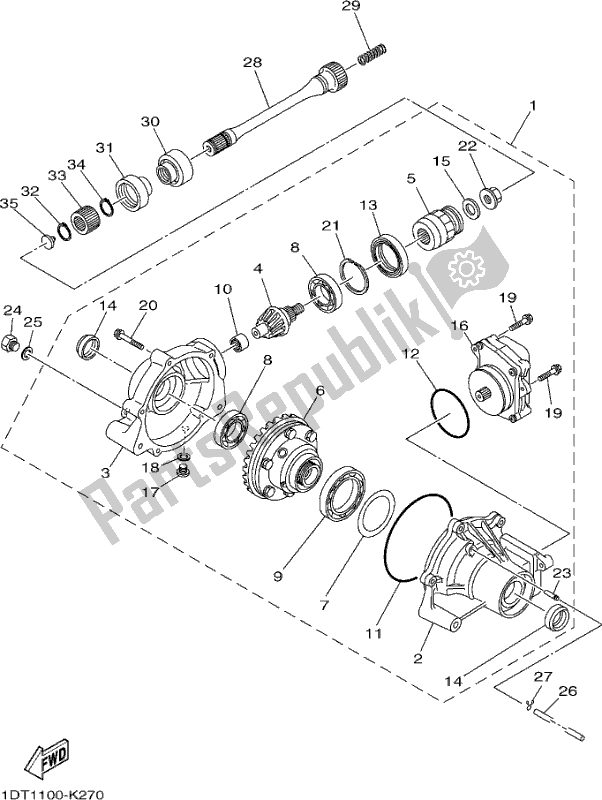 All parts for the Front Differential of the Yamaha YFM 700 Fapch Camo 2017