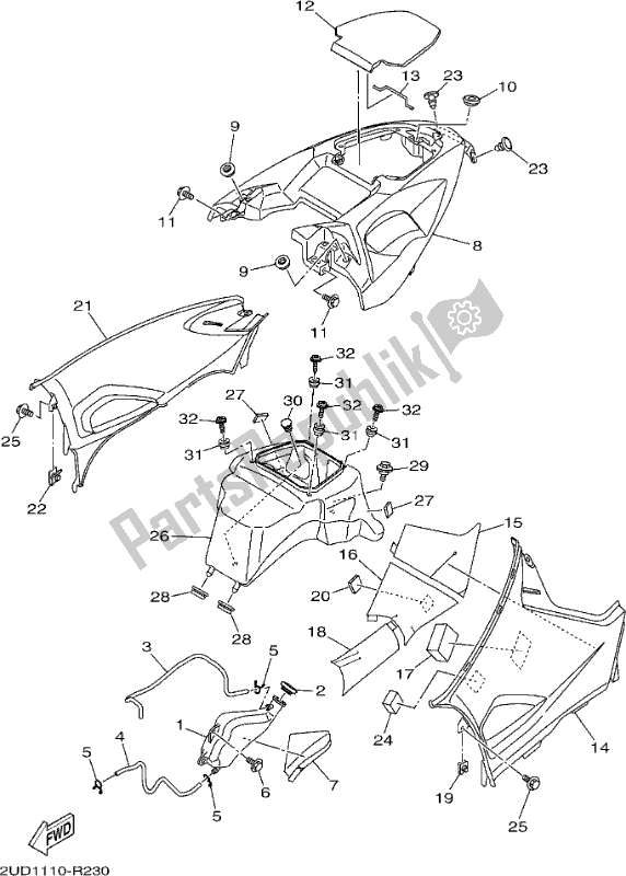 All parts for the Side Cover of the Yamaha YFM 700 Fapch Camo 2017