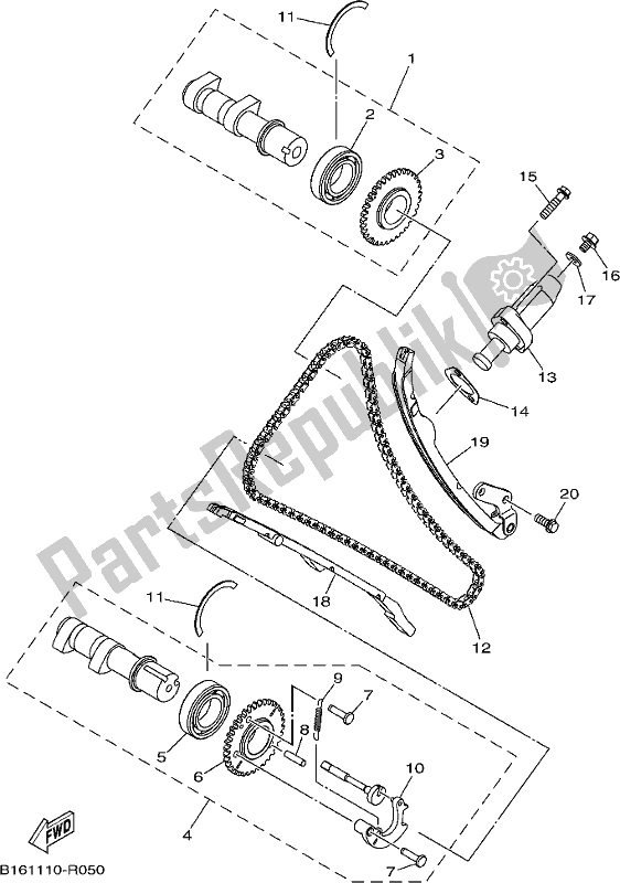 All parts for the Camshaft & Chain of the Yamaha YFM 700 Fapch Camo Grizzly PS Auto 4 WD 2017