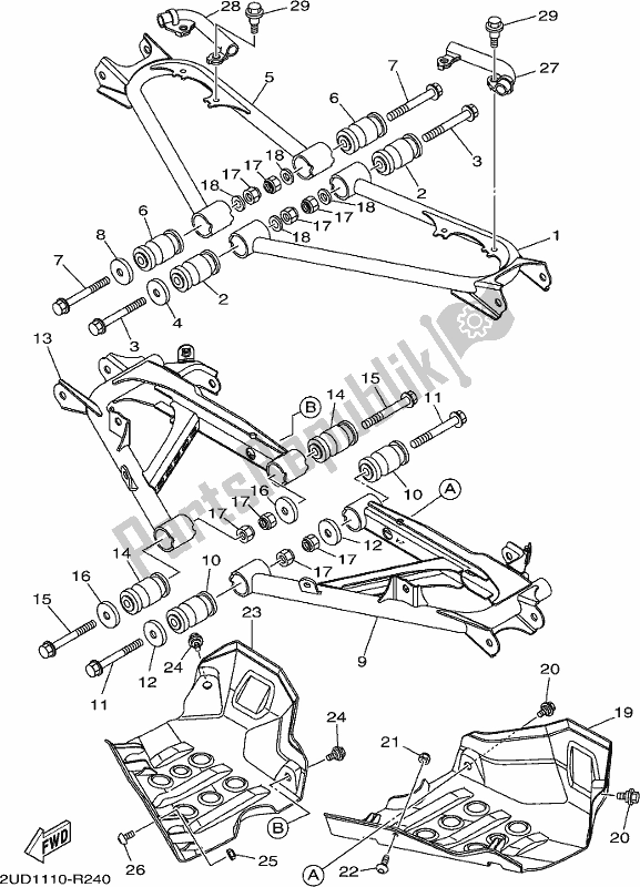 All parts for the Rear Arm of the Yamaha YFM 700 Fapch Camo Grizzly PS Auto 4 WD 2017