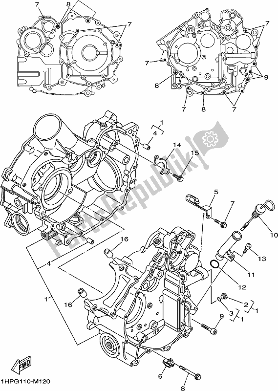 All parts for the Crankcase of the Yamaha YFM 700 Fapck Camo Grizzly 2019