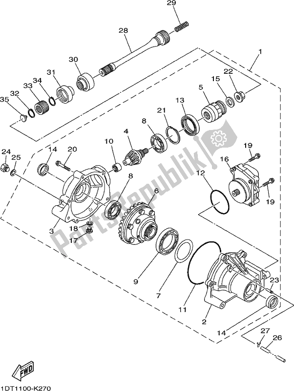 All parts for the Front Differential of the Yamaha YFM 700 Fapck Camo Grizzly 2019