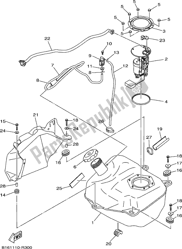 All parts for the Fuel Tank of the Yamaha YFM 700 Fapck Camo Grizzly 2019