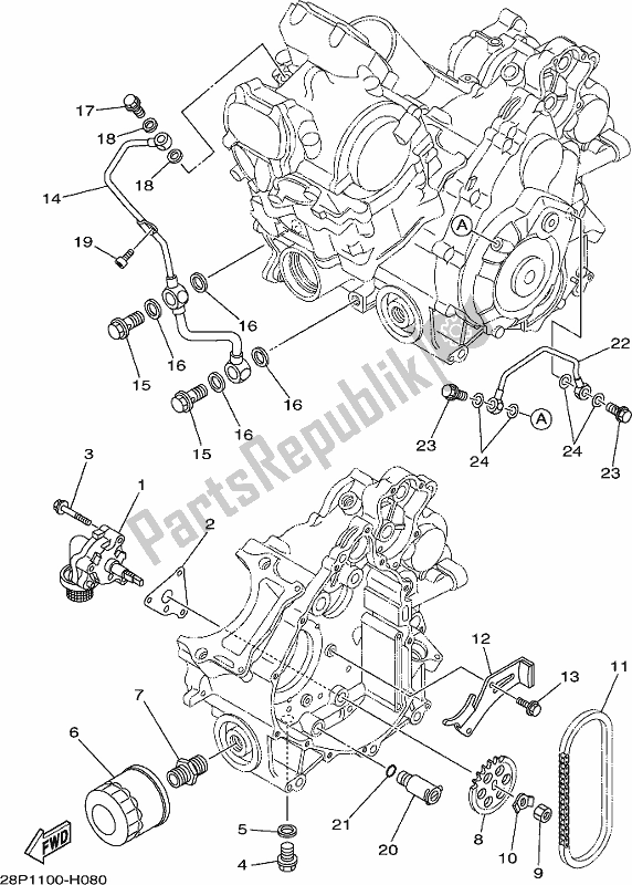 All parts for the Oil Pump of the Yamaha YFM 700 Fapck Camo Grizzly 2019