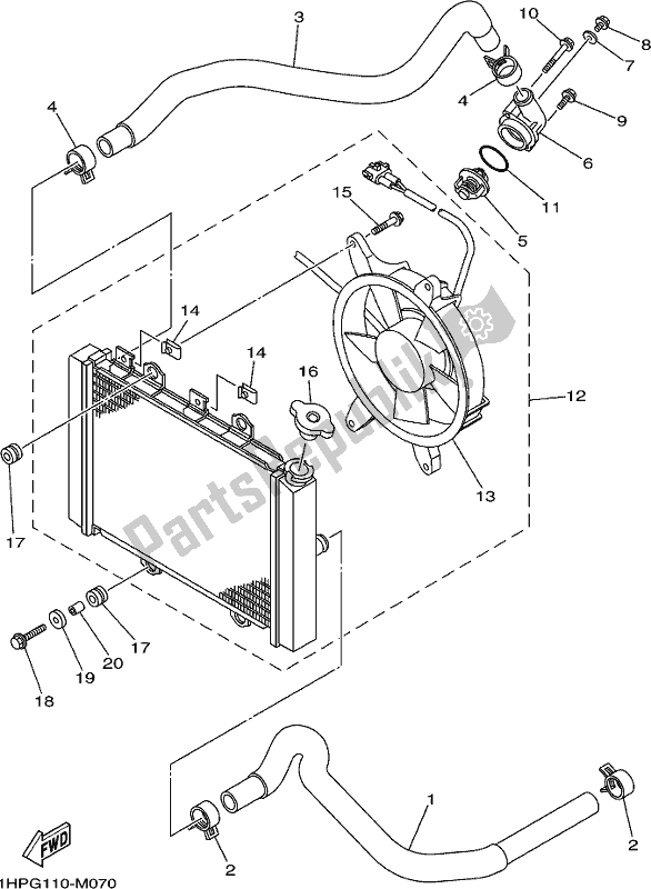 All parts for the Radiator & Hose of the Yamaha YFM 700 Fapck Camo Grizzly 2019