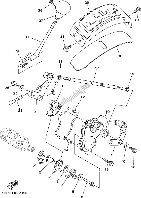 All parts for the Shift Shaft of the Yamaha YFM 700 Fapck Camo Grizzly 2019