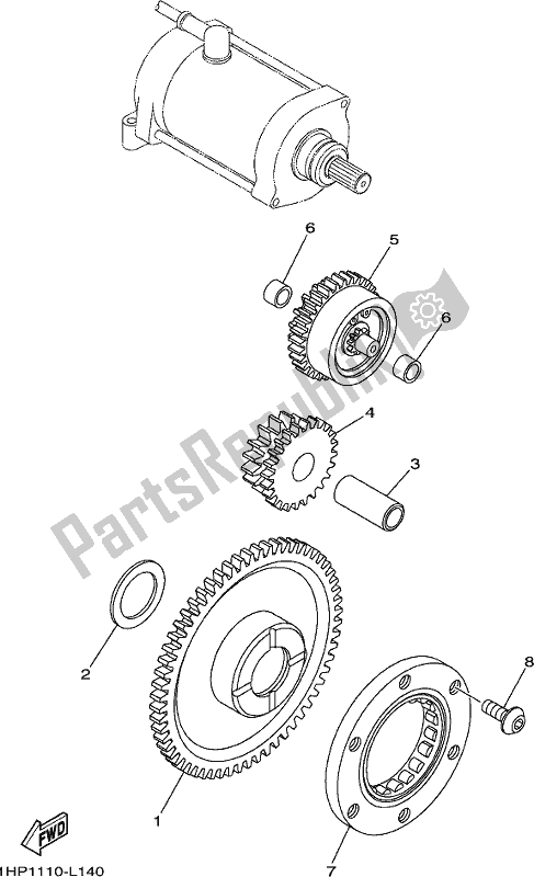 All parts for the Starter Clutch of the Yamaha YFM 700 Fapck Camo Grizzly 2019