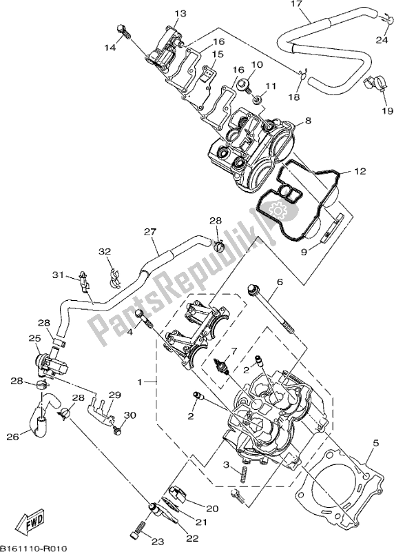 All parts for the Cylinder Head of the Yamaha YFM 700 Faph Silver 2017