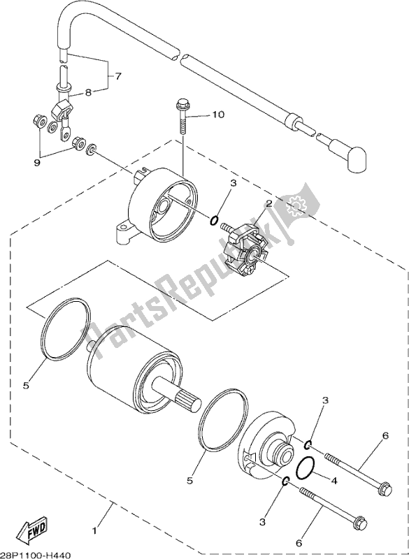 All parts for the Starting Motor of the Yamaha YFM 700 Faph Silver 2017