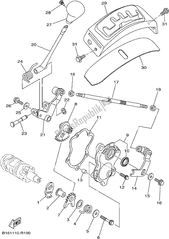 All parts for the Shift Shaft of the Yamaha YFM 700 Faph Silver Grizzly PS Auto 4 WD 2017