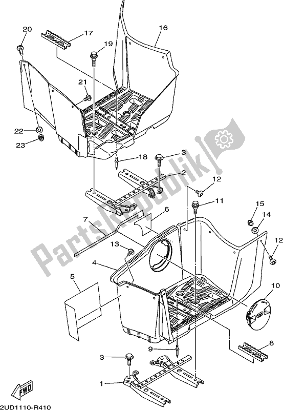 All parts for the Stand & Footrest of the Yamaha YFM 700 Faph Silver Grizzly PS Auto 4 WD 2017