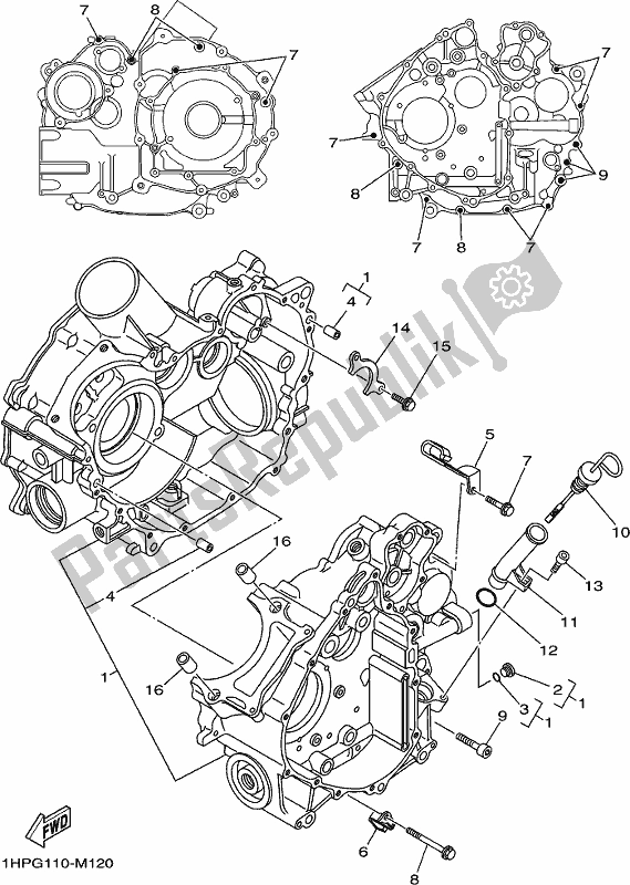 All parts for the Crankcase of the Yamaha YFM 700 Fapk Grizzly Blue 2019