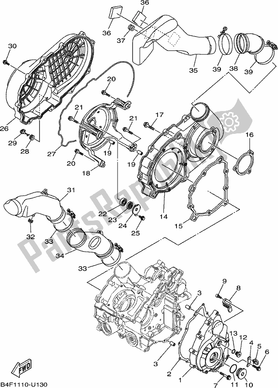 All parts for the Crankcase Cover 1 of the Yamaha YFM 700 Fapk Grizzly Blue 2019