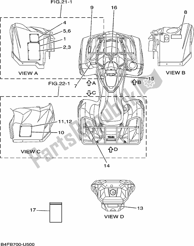 All parts for the Emblem & Label 1 of the Yamaha YFM 700 Fapk Grizzly Blue 2019