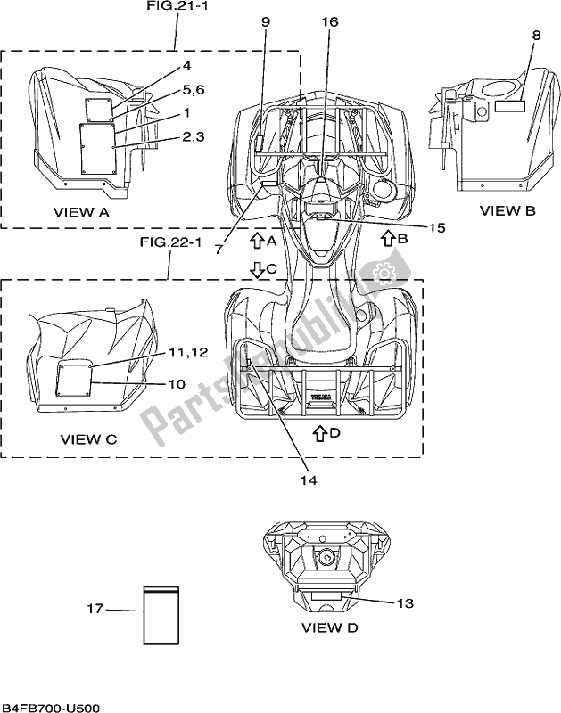 All parts for the Emblem & Label 1 of the Yamaha YFM 700 Fapk Grizzly Blue 2019