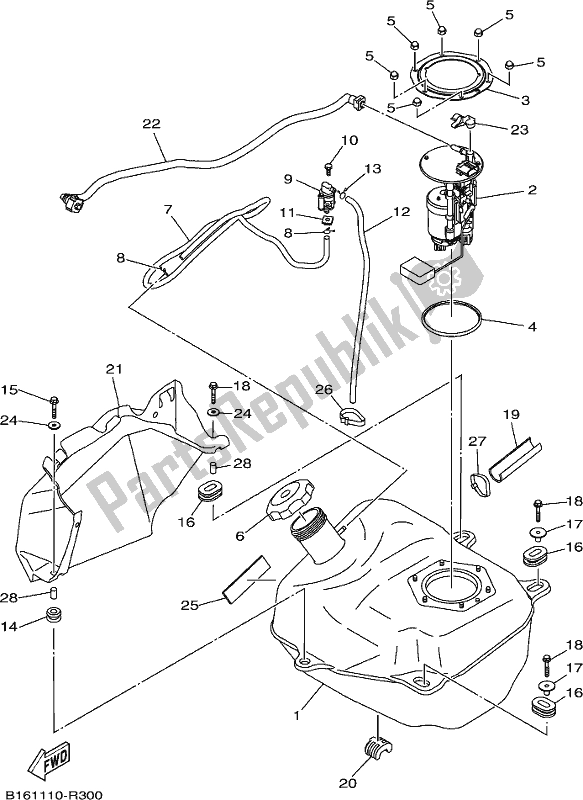 All parts for the Fuel Tank of the Yamaha YFM 700 Fapk Grizzly Blue 2019