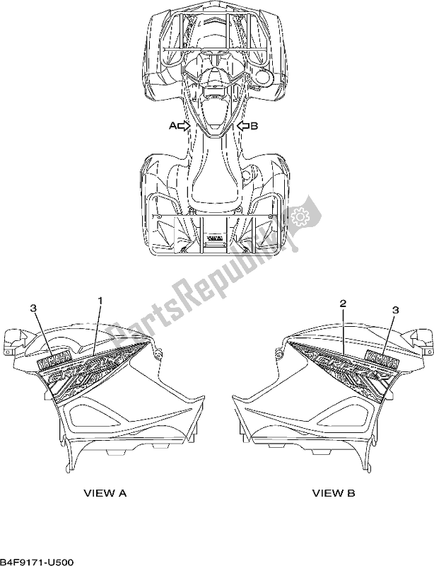 All parts for the Graphics of the Yamaha YFM 700 Fapk Grizzly Blue 2019