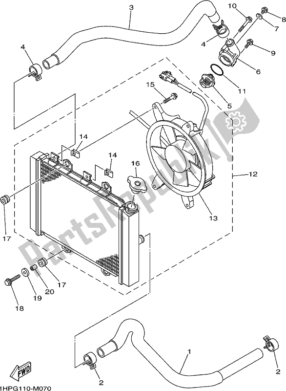 All parts for the Radiator & Hose of the Yamaha YFM 700 Fapk Grizzly Blue 2019