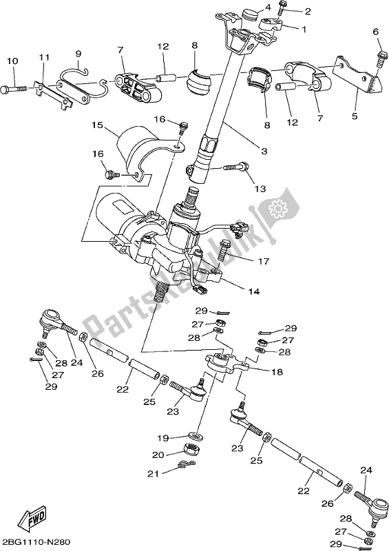 All parts for the Steering of the Yamaha YFM 700 Fapk Grizzly Blue 2019