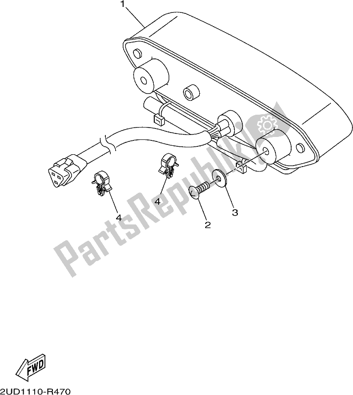 All parts for the Taillight of the Yamaha YFM 700 Fapk Grizzly Blue 2019