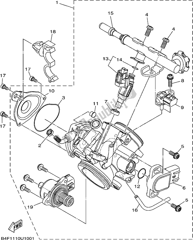 All parts for the Throttle Body Assy 1 of the Yamaha YFM 700 Fapk Grizzly Blue 2019