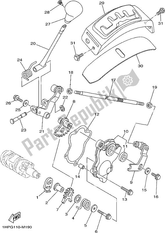 Alle onderdelen voor de Schakelas van de Yamaha YFM 700 Fapse 2019