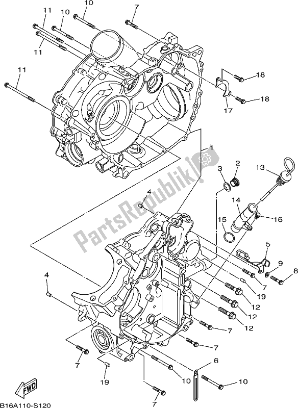 All parts for the Crankcase of the Yamaha YFM 700 FBH NZ Only USA 2017